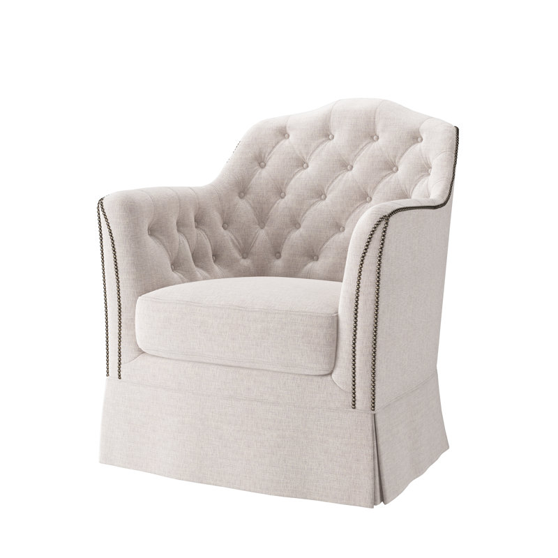 Fauteuil d'appoint Catriona, Churchill Driftwood (tissu performance) 6137-92, Laiton rétro petit