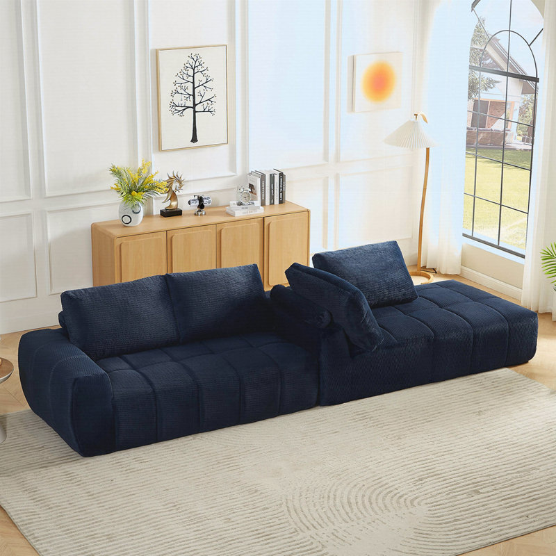 Canapé modulaire surdimensionné en L FAUX FUR avec design minimaliste, canapé-lit confortable pour une détente ultime
