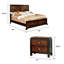 Ensemble de chambre à coucher grand lit, bois brun, ensemble de 2 pièces avec table de chevet