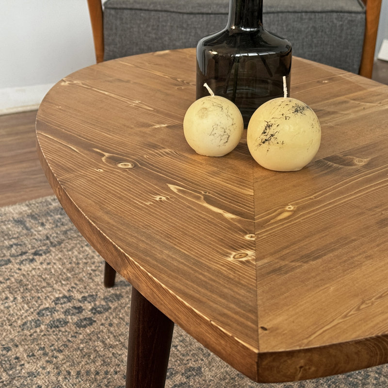 Leaf-Shaped Coffee Table with 4 Wooden Legs, 15" H X 39" L X 22" W