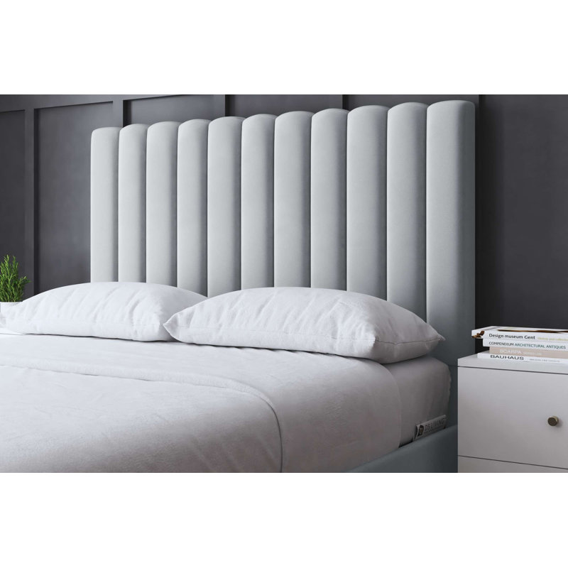  Panel Bed with Headboard, Silver, Kingsize (5')