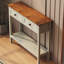 Console de style campagnard avec design à deux tons, 2 tiroirs et tablette de rangement inférieure - Table d'appoint rustique pour entrée, salon et couloir-151246610