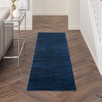 Tapis de couloir d'extérieur antidérapant 2 pi x 8 pi bleu nuit