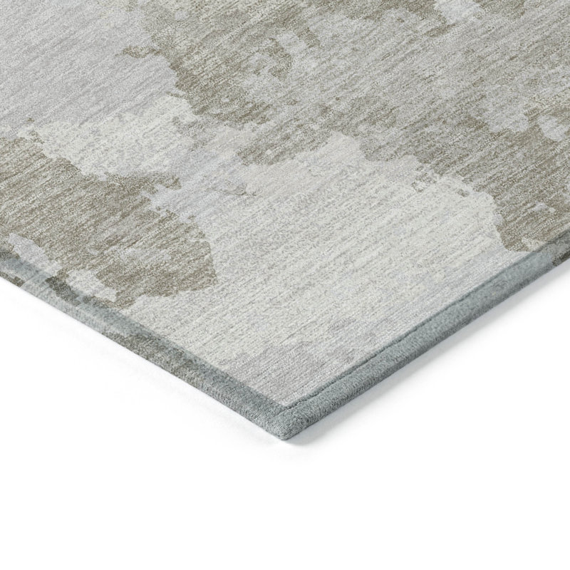 Tapis extérieur lavable abstrait taupe et brun 10 pi x 14 pi