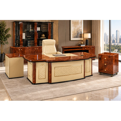 Infinity Solid Wood Top Executive Desk Set