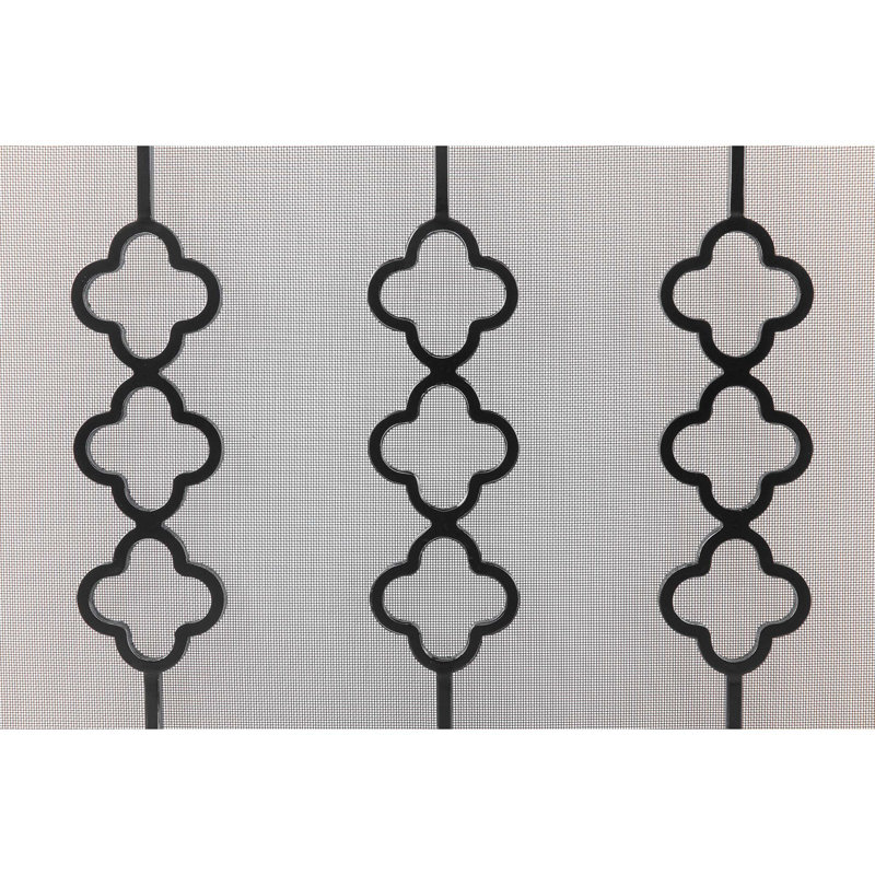 Quatrefoil Iron Fireplace Screen, Flat Black