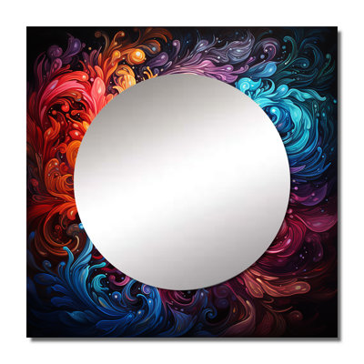 Neon Spin II - Abstract Spirals Square Mirror Wall Decor For Bedroom