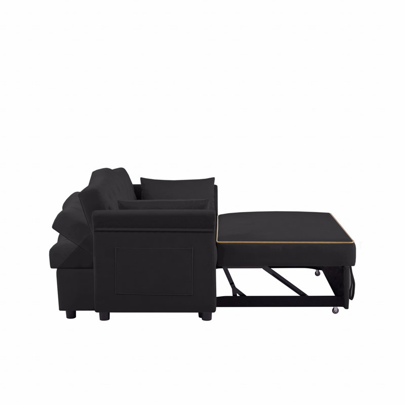 Sleeper Sofa Bed Velvet, Black