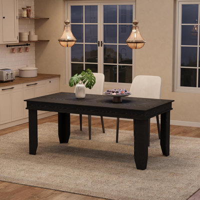Table de salle à manger de 63 po pour 4-6 personnes, tables de cuisine avec cadre en bois robuste, grande table de salle à manger rectangulaire de 5 pi pour salle à manger, cuisine, noire, non extensible 63 po