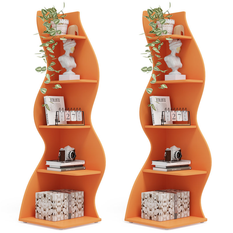 Bibliothèque de coin à 5 niveaux, Orange, 2