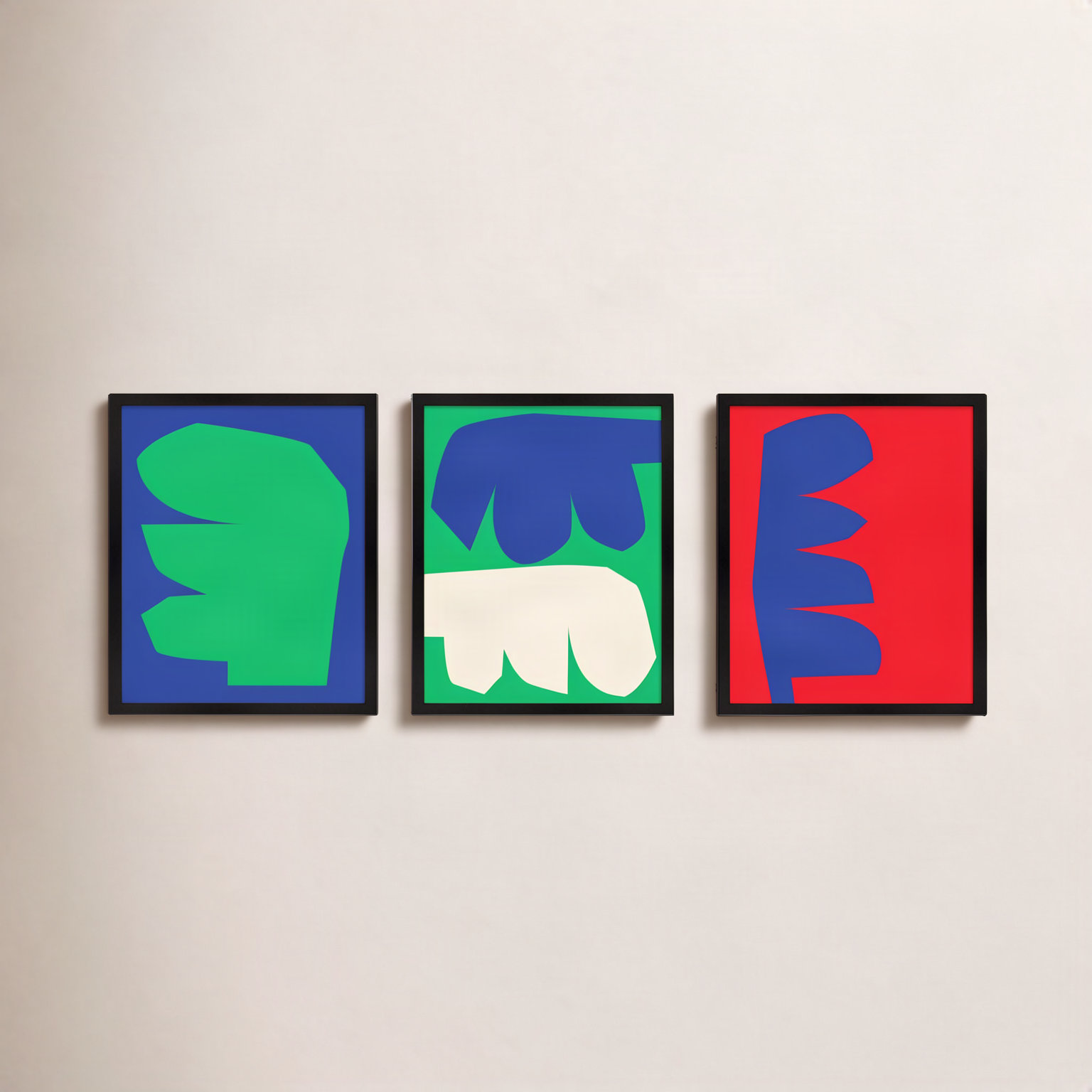 Reynard "Process" 3-Piece Print Set, 24" W x 30" H, Black Framed