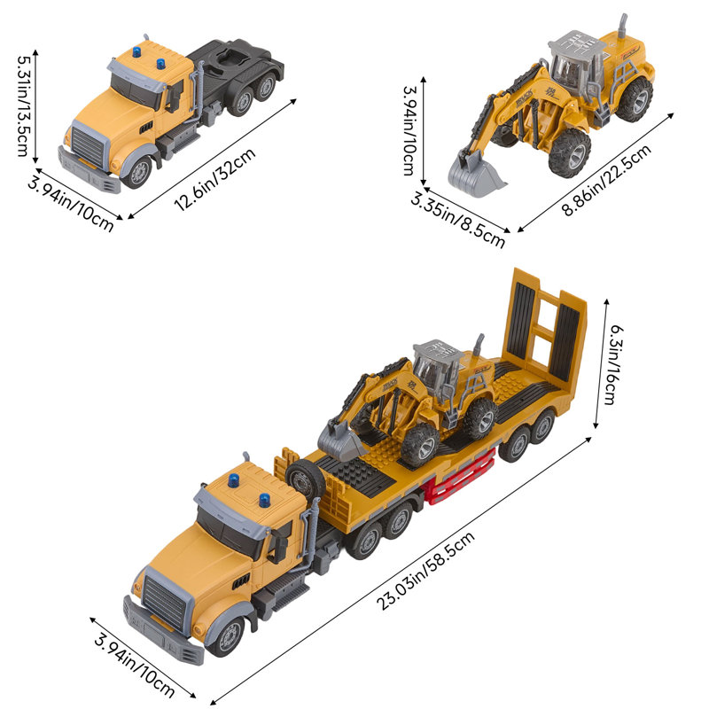 2.4GHz RC Semi-Trailer Truck & Excavator Playset
