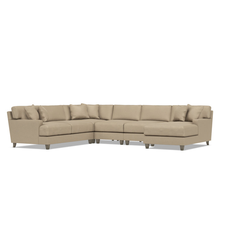 Bernhardt Mila 5-Piece Sectional, Tan Polyester, 33.5" H x 137" W x 107" D, Right Hand Facing