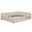 Grand lit plateforme tapissier avec port USB et lit gigogne simple, beige