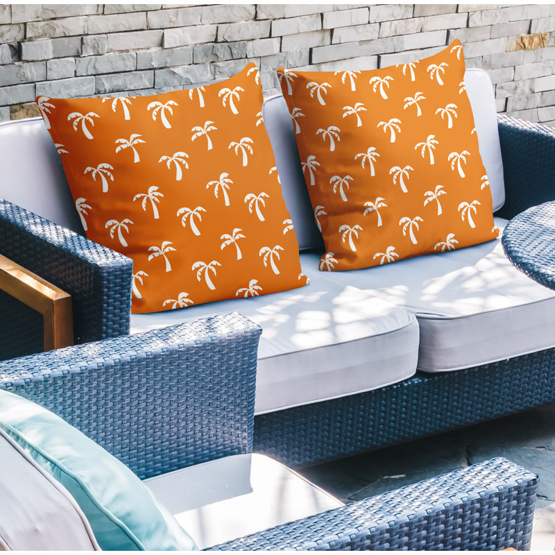 Housse et insert de coussin décoratif intérieur / extérieur en mélange de polyester, L 17 po x H 17 po, Orange