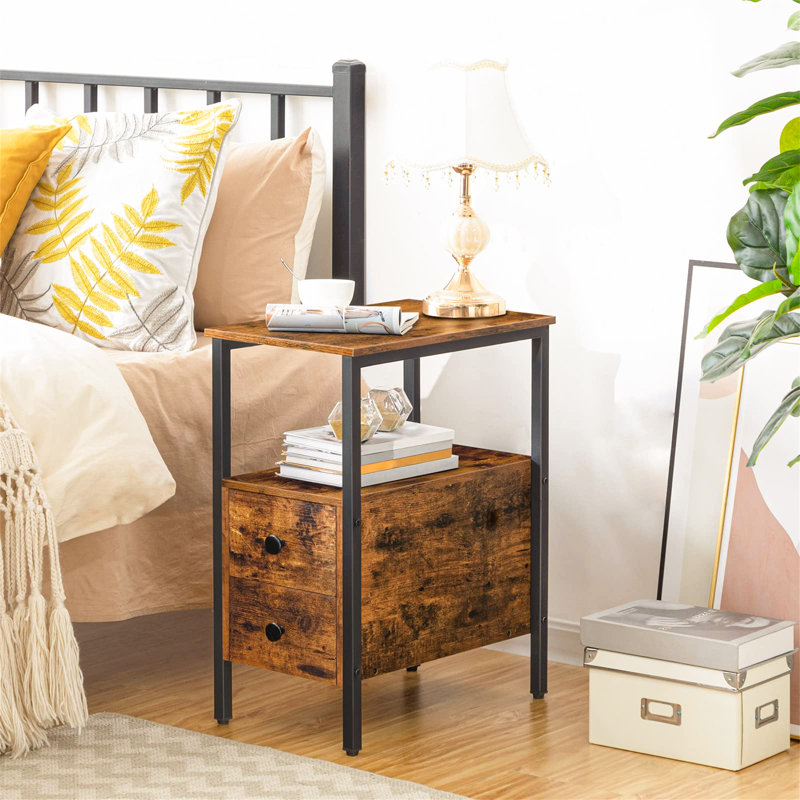 Ohanko 30cm W Iron Bedside Table