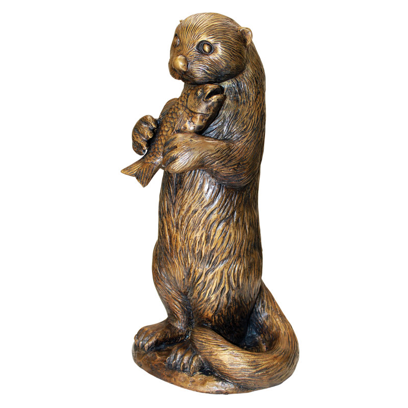Standing Otter with Fish Garden Statue
