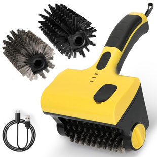Bristle-free Electric Grill Brush - Cordless Rechargeable With 360° Rotatable Brush Heads, Stainless Steel & Pp Brushes Included, Ideal For Outdoor Bbq/patio Parties