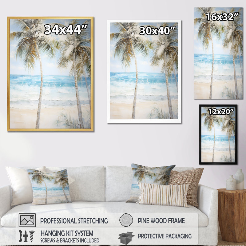 Perle du désert, palmiers, oasis I - palmiers, impression sur toile, 44" H x 34" W, Toile tendue