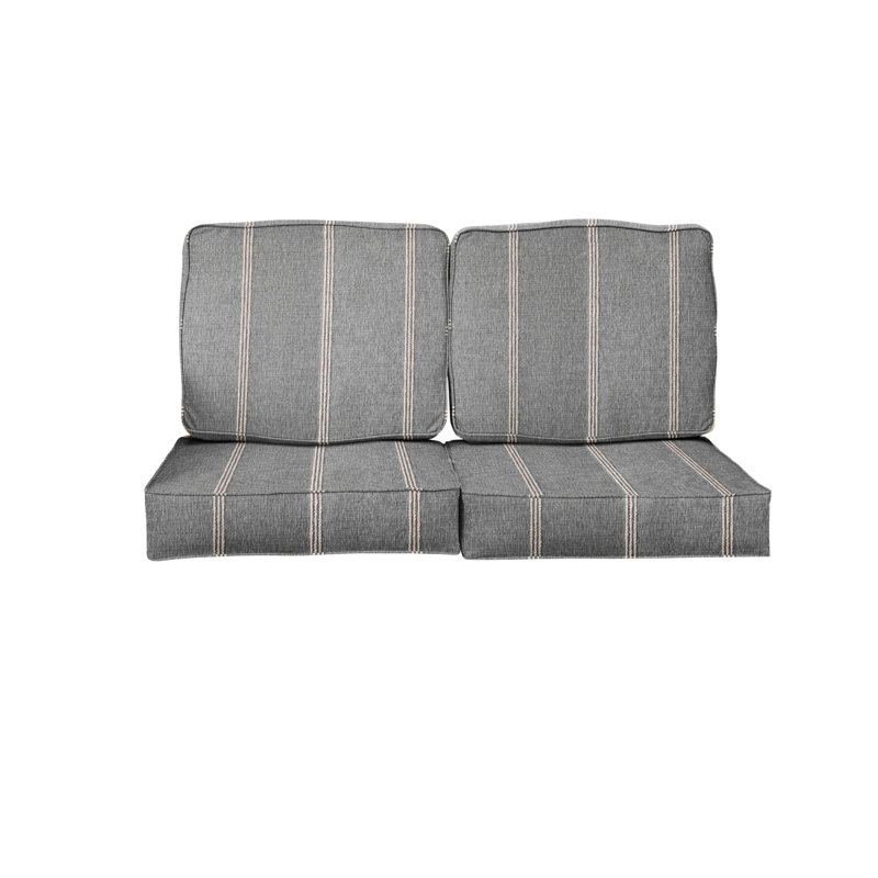 Revive Sunbrella Outdoor 5'' Loveseat Seat / Back Cushion, 22.5" W x 22.5" D, Tan Stripe