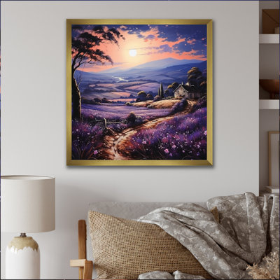 Countryside Lavender Landscape Patchwork III - Landscapes Wall Art Prints
