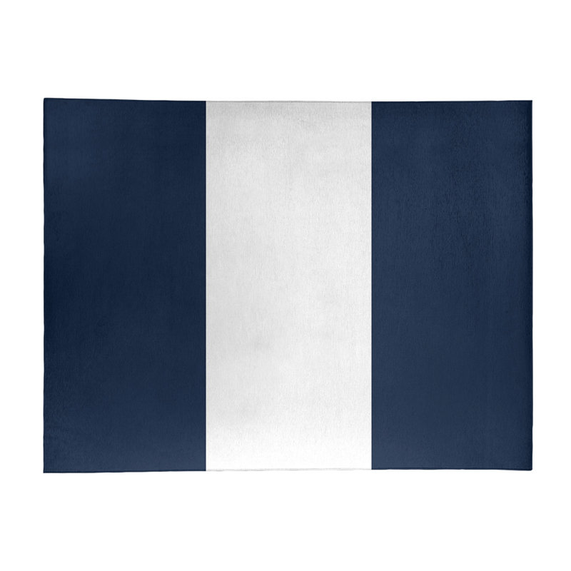 Tapis à rayures bleu/blanc minuit, Rectangle 8 pi x 10 pi