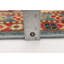 Tapis rouge / bleu / brun en laine noué à la main de conception unique 7 pi 10 po x 10 pi 2 po Aaleahya