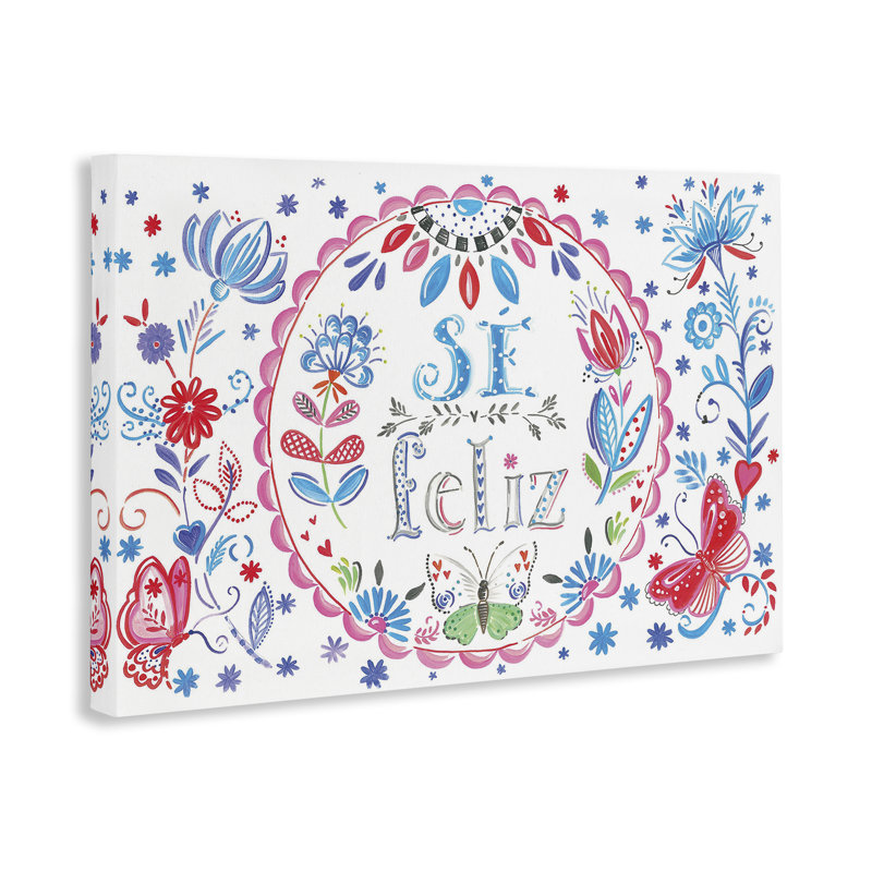 «Se Felices Mariposas Florales», art mural sur toile par SD Graphics Studio, H 16 po x l 24 po