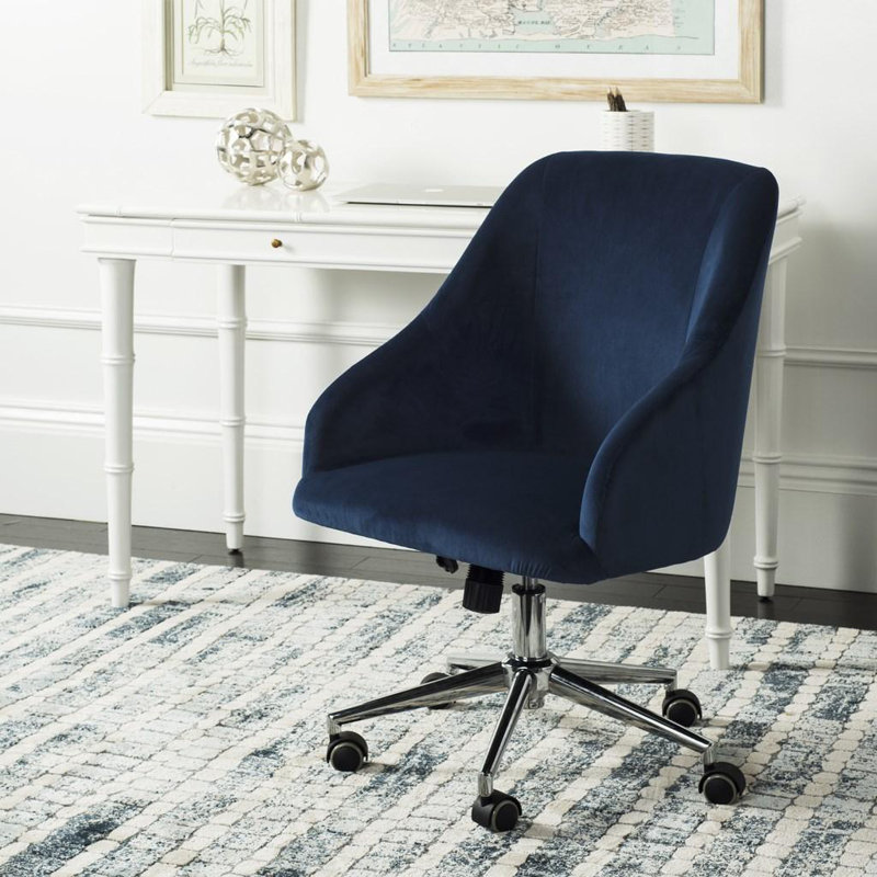 Chala Drafting Chair, Navy, Velvet
