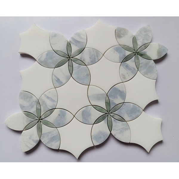 12" X 12" Green Nature Leaf Mosaic Floor And Wall Tile