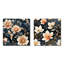 Vintage Flair - pêche et bleu sarcelle - éclat floral carré - ensemble de 2 collages floraux carrés-101849379-101849385