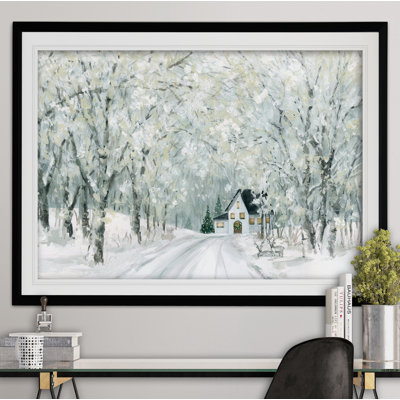 « christmas lane », reproduction de peinture à l’acrylique encadrée