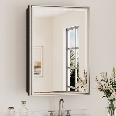 Cyrille Recessed & Surface Framed Medicine Cabinet with Mirror and Shelves