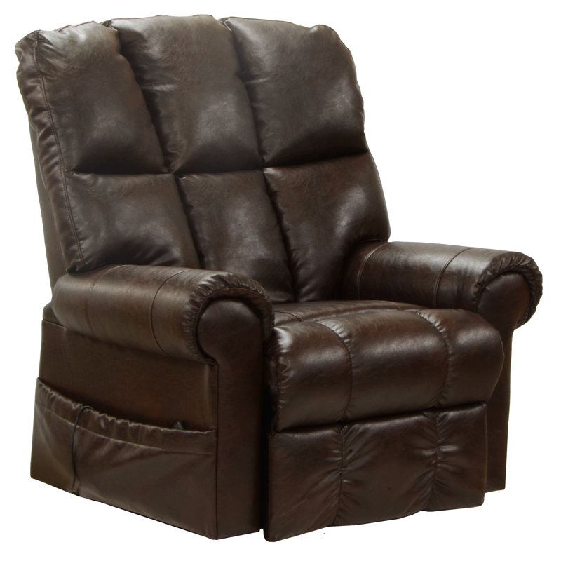 Colquitt Faux Leather Lift Assist Power Recliner, Brown Faux leather