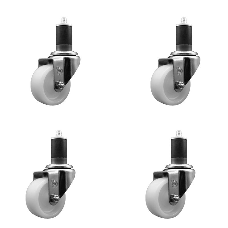 Ensemble de roulettes extensibles pivotantes à roulettes en nylon de 3 pouces 1-5 / 8 pouces SCC