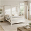 Queen Size Wooden Canopy Platform Bed with Headboard and Support Legs, Creamy White-1914590044