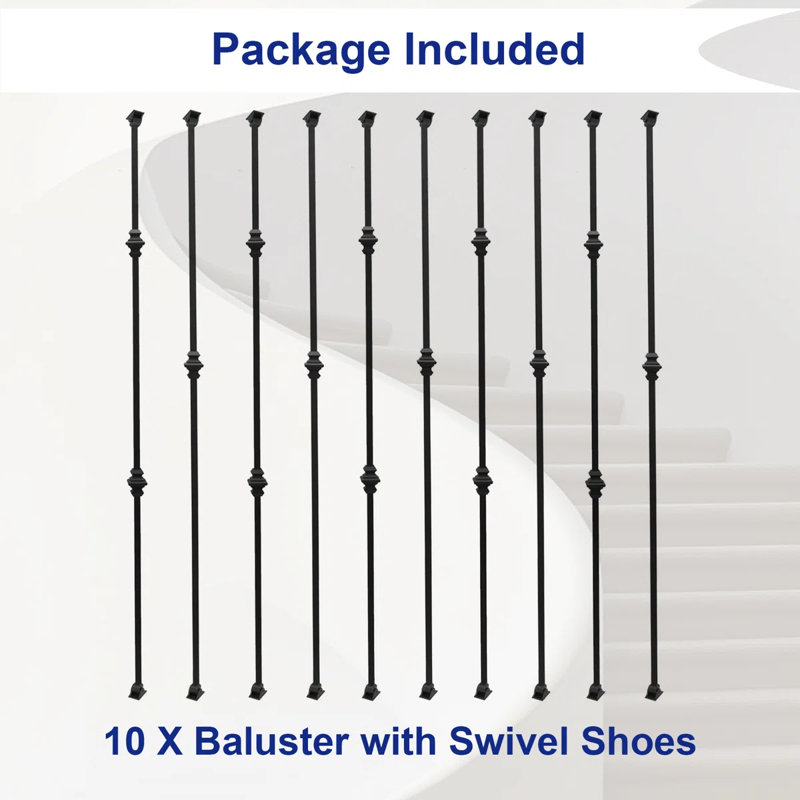 10Pcs Balustres en fer à double articulation 1/2 "carré en métal avec chaussures pivotantes