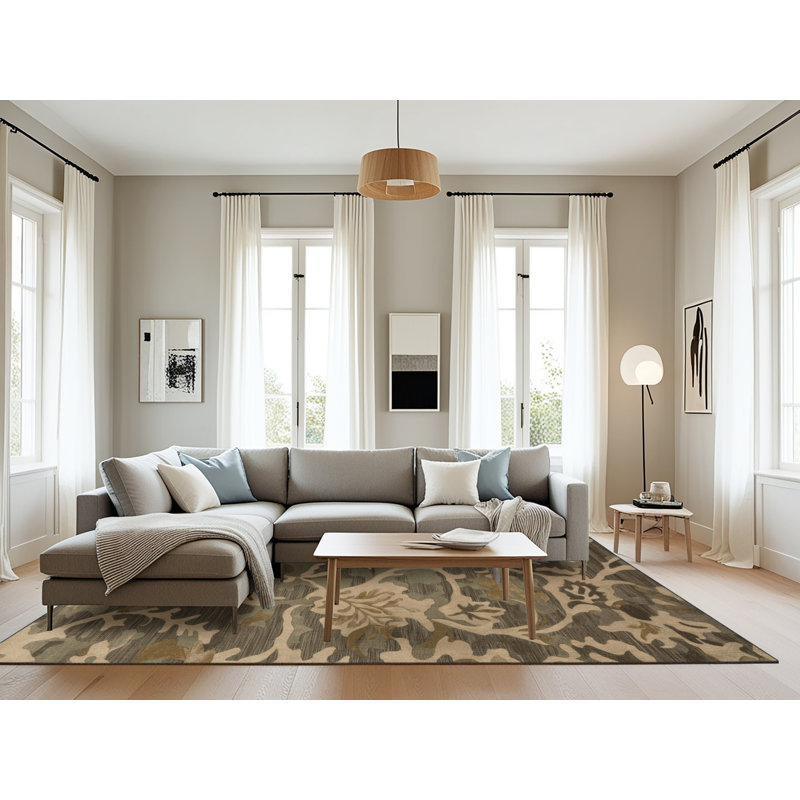 Machine Washable Nature Brown Area Rug, Rectangle 8' x 10'