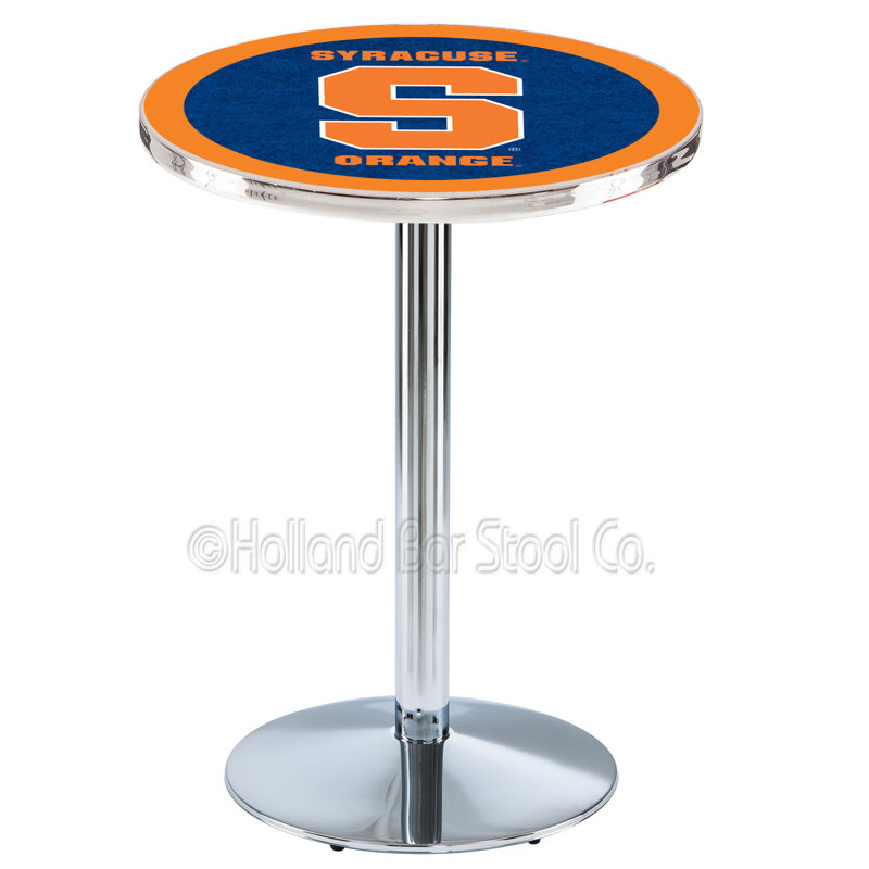 Round Metal Base Dining Table, Chrome, Syracuse University
