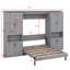 Lit escamotable double avec deux unités de rangement coulissantes, lit escamotable, deux tablettes latérales à 6 niveaux-1099585288