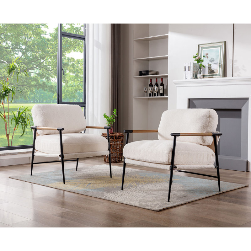 Fauteuil large de 27,5 po Cerciz, Polyester blanc Cerciz
