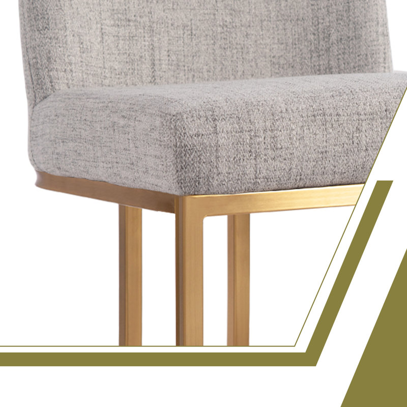 Chaise d'appoint rembourrée à dossier Khaleed, Gris, Or