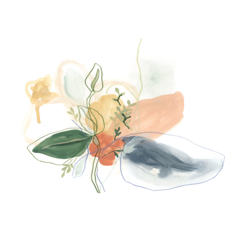 Abstracted Bouquet I by June Erica Vess - Painting on Canvas, 20 cm H x 30 cm W, Wrapped Canvas