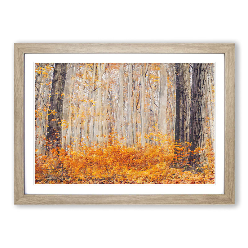 Orange Forest - Picture Frame Graphic Art Print on MDF, 36cm H x 48cm W x 2cm D, Oak Framed