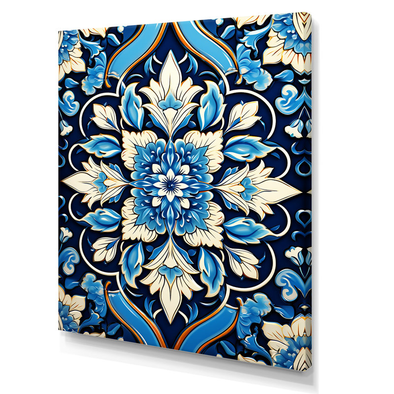 Motif abstrait abstrait bleu et blanc - tuile abstraite, Toile tendue, H 40 po x l 30 po x P 1,5 po