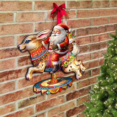 Décoration murale en bois Eudora Santa Carousel