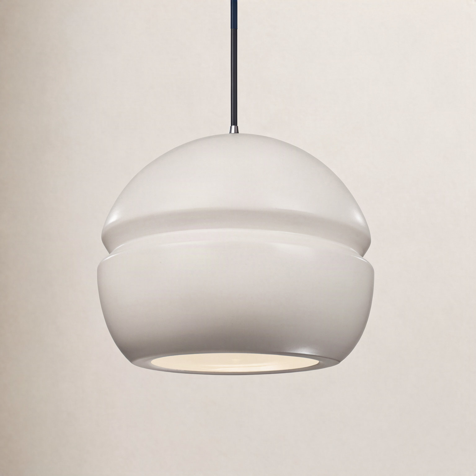 Logan Dimmable Globe Single Light Pendant, Matte White, Polished Chrome