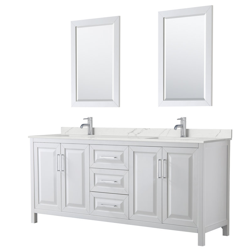 Daria 80'' W Vanity, Polished Chrome, White, Giotto Quartz