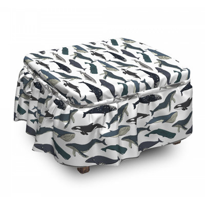 Housse pour repose-pieds en mer baleines aquatiques