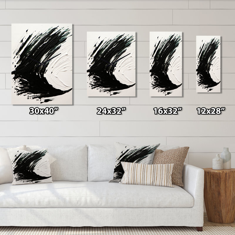 Essentiel essentiel d'être abstrait noir et blanc - Peinture abstraite horloge murale moderne, Petit